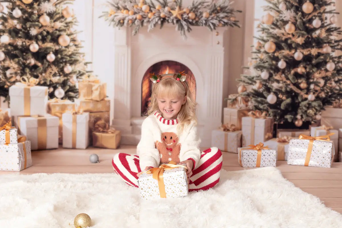 Kate Winter Christmas Tree Gifts Fireplace Photo Kit Photography Backdrops&Props Themed Bundle