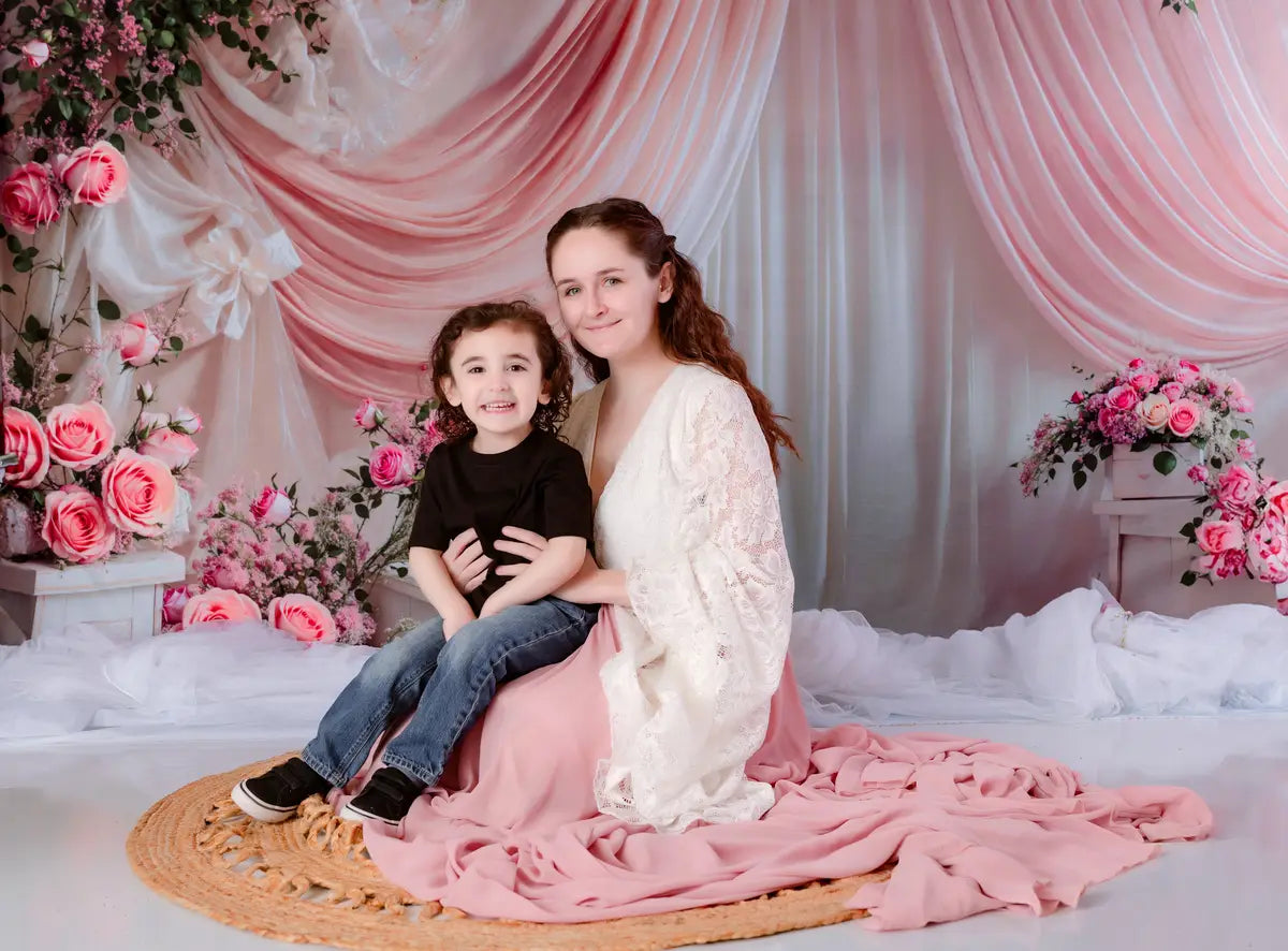 Valentine Roze Bloemen Rozen Gordijn Foto Achtergrond Designed by Emetselch