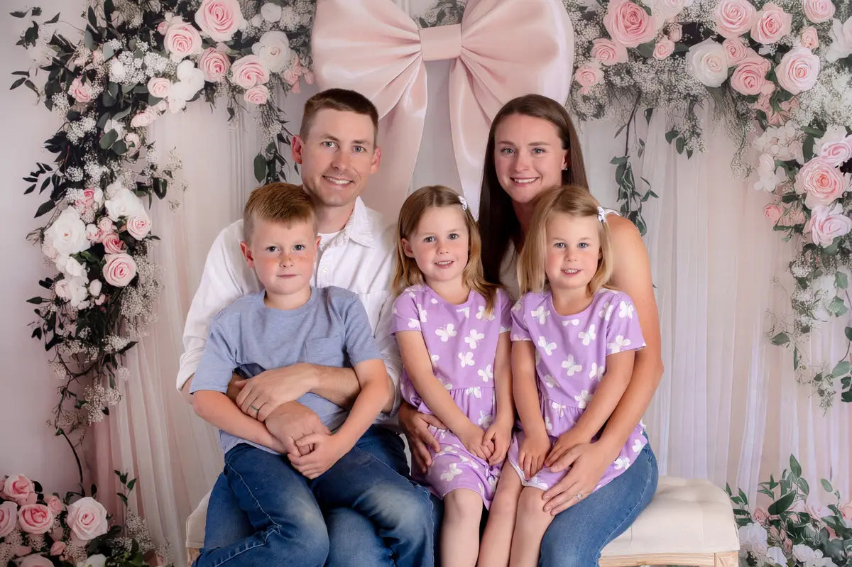 Kate Sweep Floral Pink Bow Drapes Arch Backdrop Backdrop Designed by Patty Robert