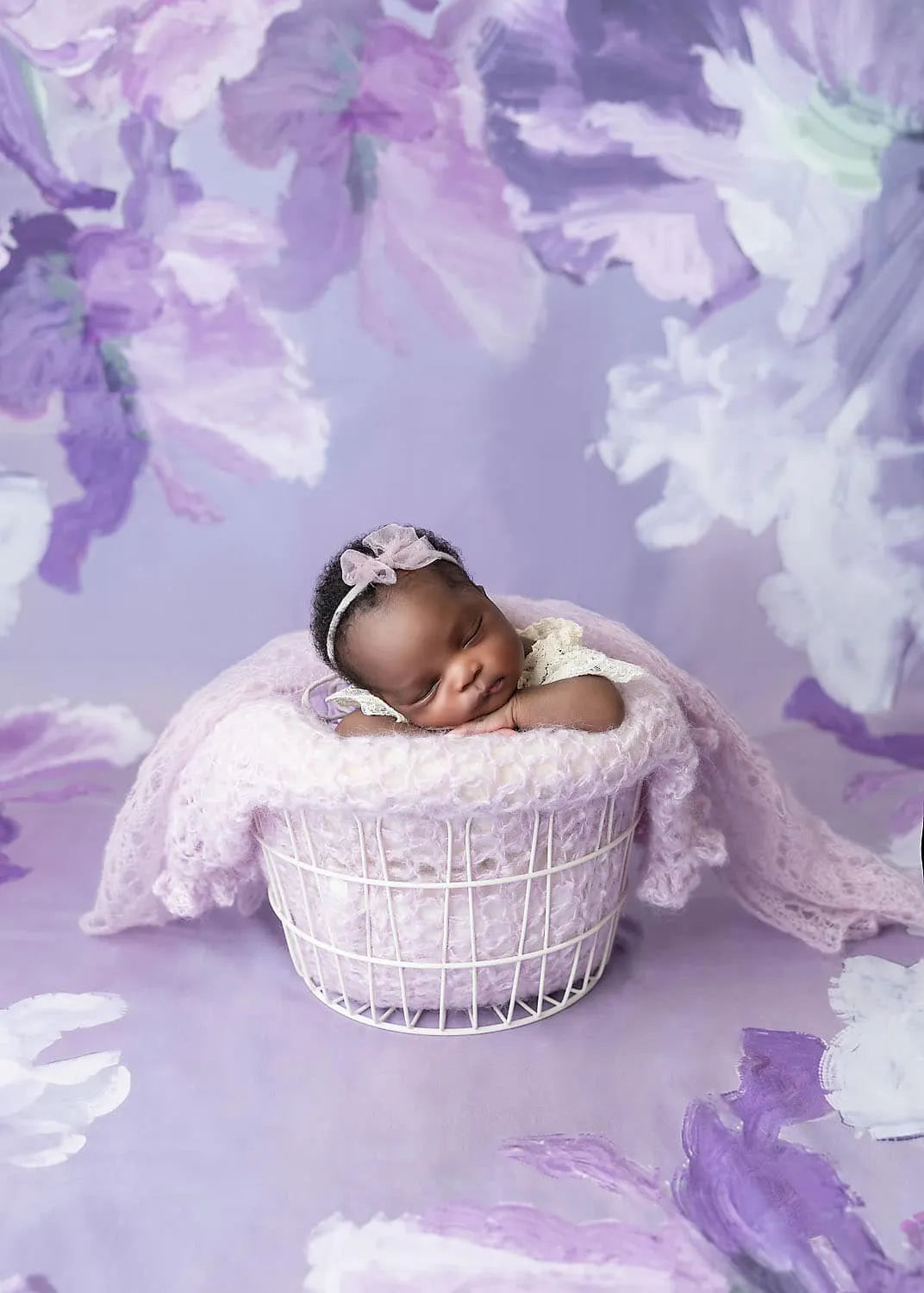 Kate Fine Art Hand Painted Purple Floral Backdrop Designed by GQ