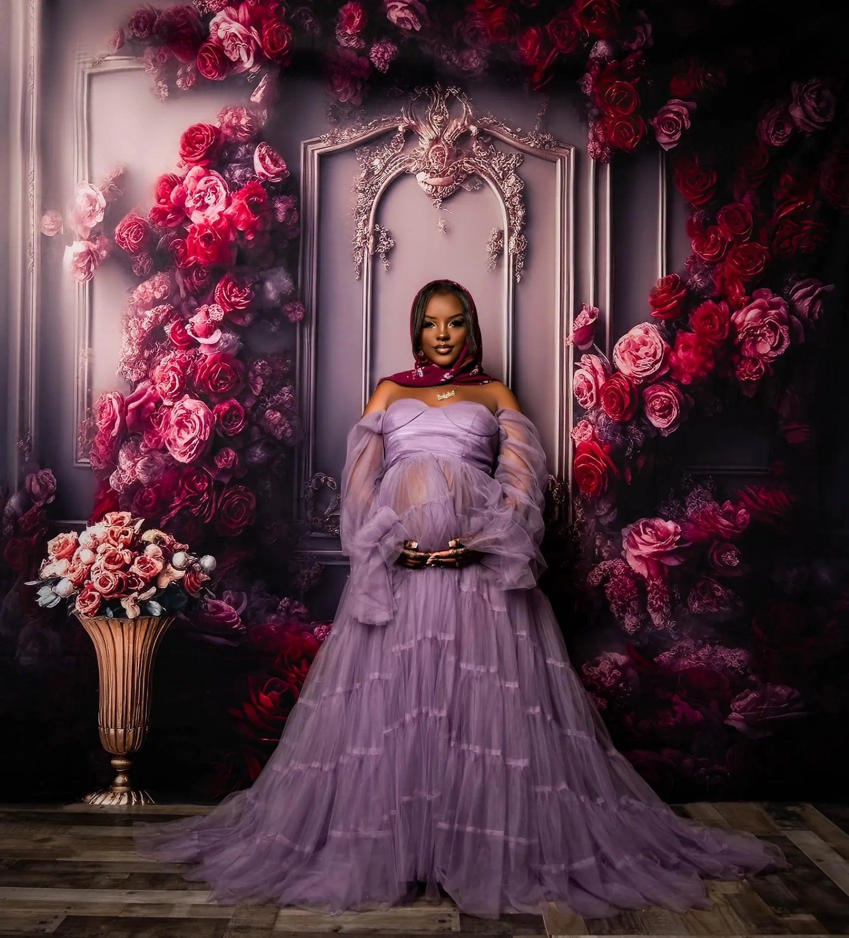 Romantische rozenbloemen vintage muurachtergrond voor fotografie