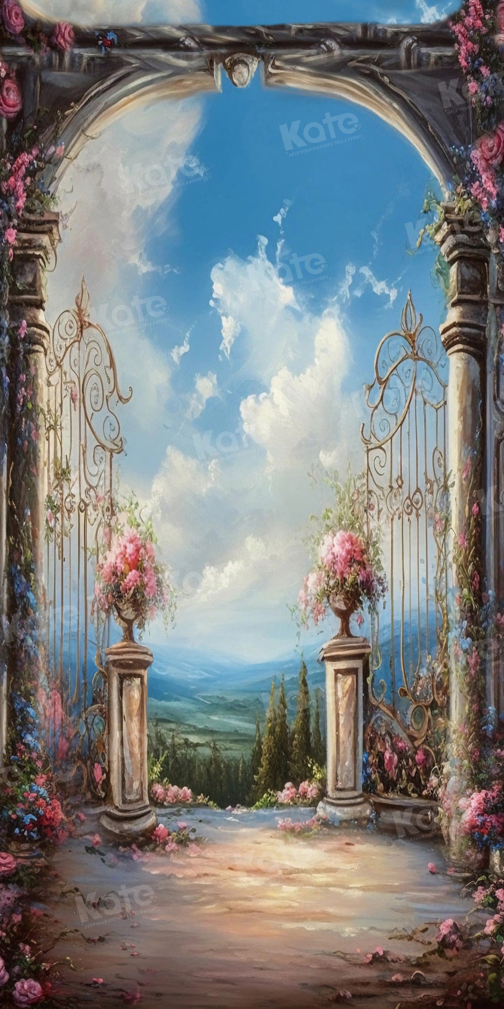 Fantasy Floral Manor Trouwzomer Achtergrond voor Fotografie