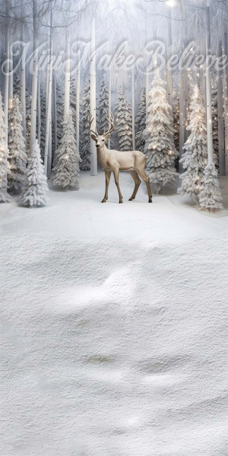 Winter Allemaal Wit met Witte-Herten Foto Achtergrond Ontworpen door Mini MakeBelieve