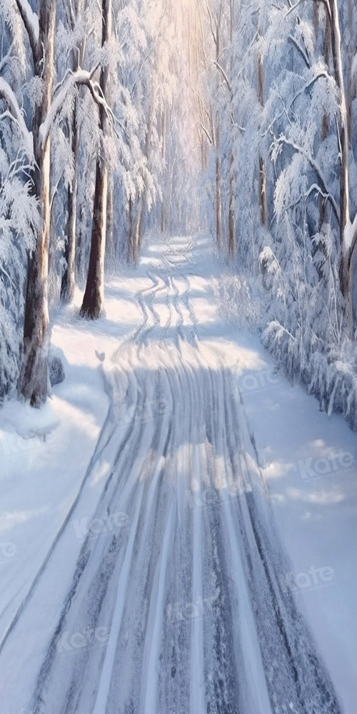 Kate Sweep Winter Outside Snow Tree Path Backdrop