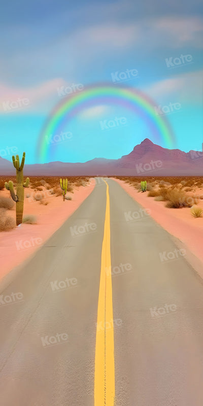 Regenboog Wild West-wegachtergrond voor fotografie