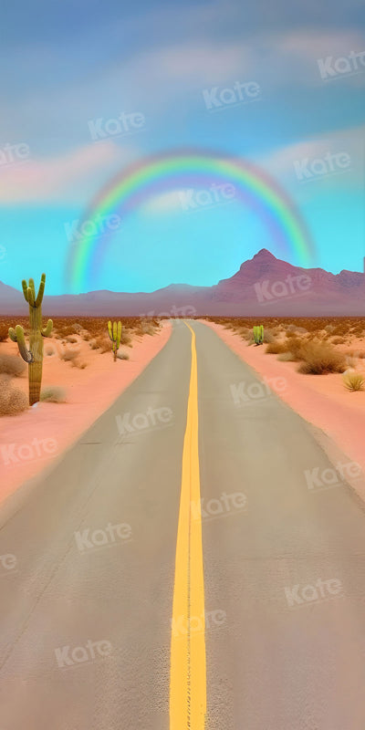 Regenboog Wild West-wegachtergrond voor fotografie