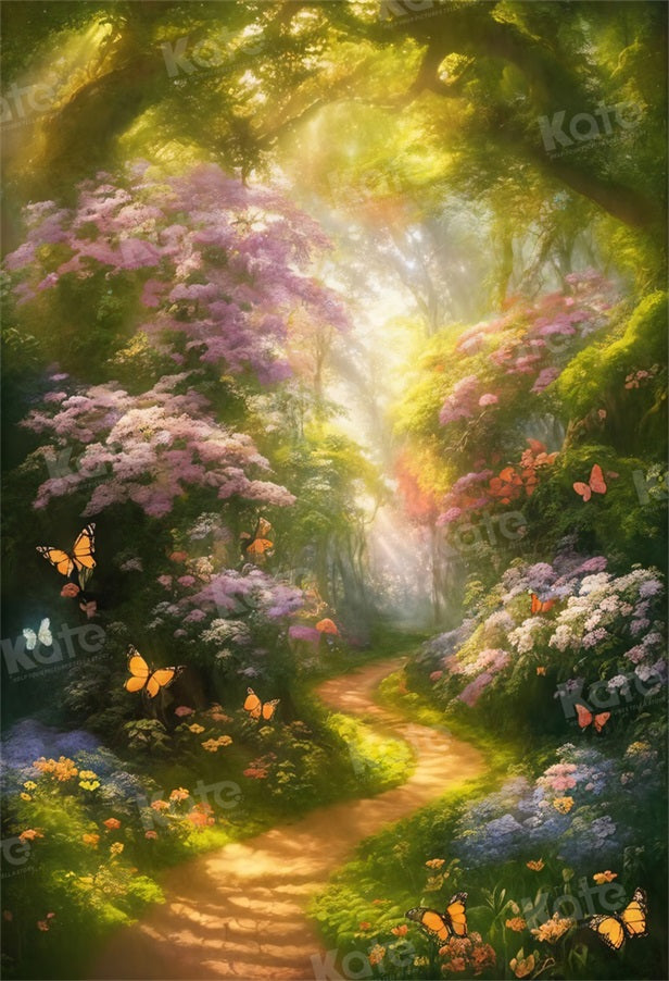 Zomer Jungle Bloementuin Vlinder Achtergrond voor Fotografie