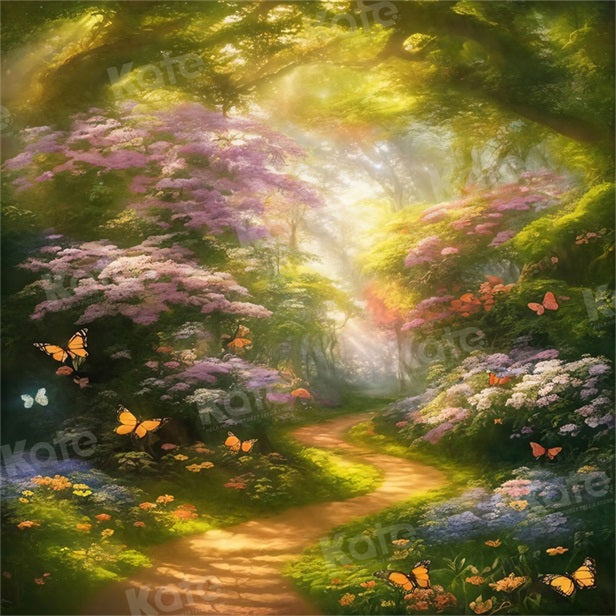 Zomer Jungle Bloementuin Vlinder Achtergrond voor Fotografie