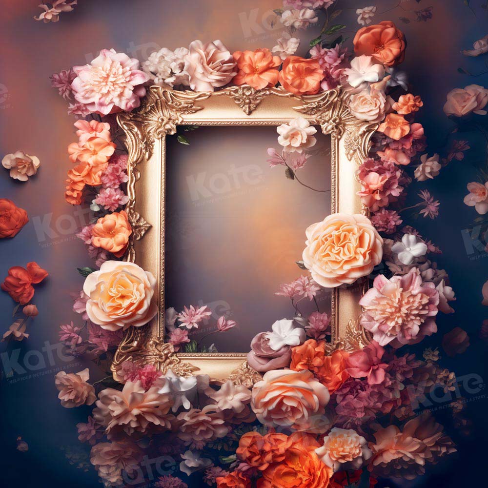 Kate Mother's Day Vintage Fine Art Red Floral Photo Frame Backdrop Designed by Emetselch