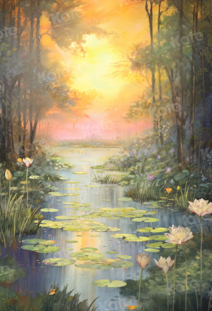 Kate Summer Sunset Lotus Pond Backdrop Designed by GQ