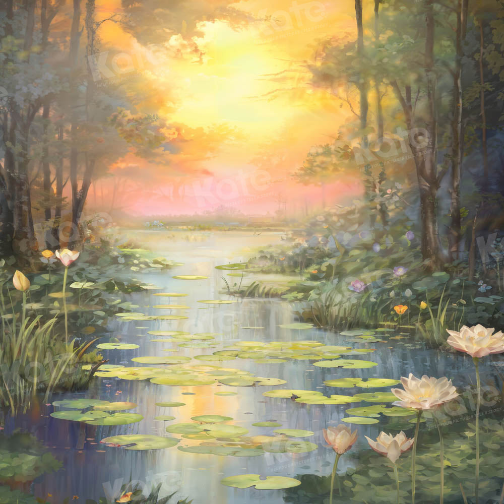 Kate Summer Sunset Lotus Pond Backdrop Designed by GQ