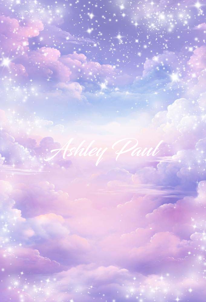 Kate Purple Stars Clouds Backdrop Designed by Ashley Paul