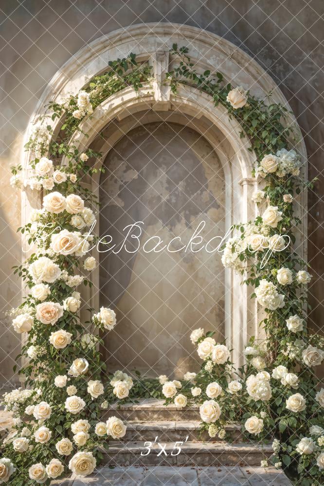 Kate Abstract White Roses Arch Wall Backdrop Designed by Emetselch Backdrop Designed by Emetselch