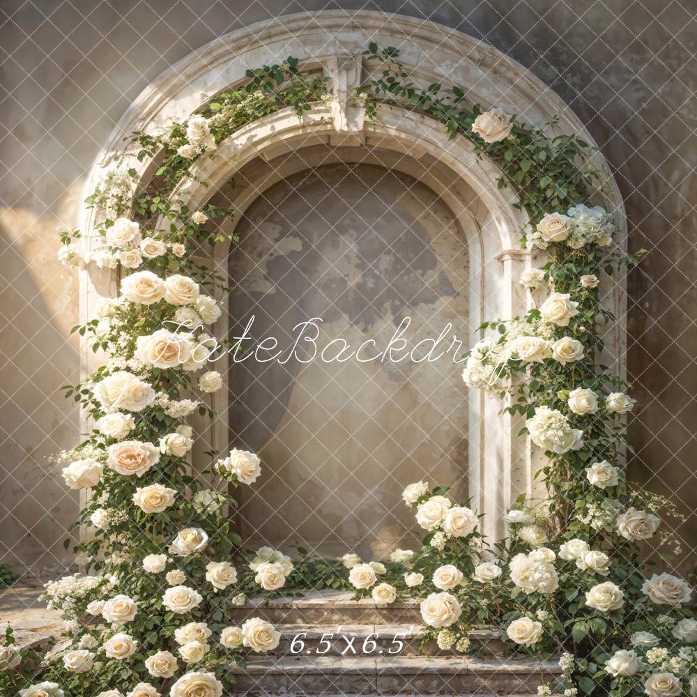 Kate Abstract White Roses Arch Wall Backdrop Designed by Emetselch Backdrop Designed by Emetselch