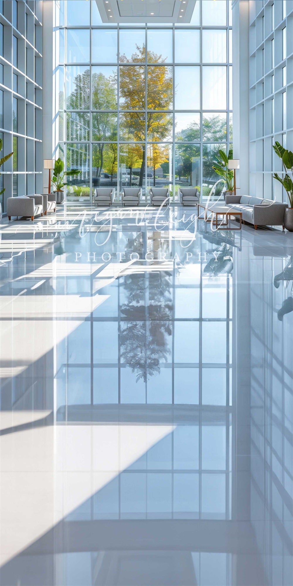 Kate Sweep Modern Indoor Bright Blue Corporate Office Backdrop Designed by Megan Leigh Photography