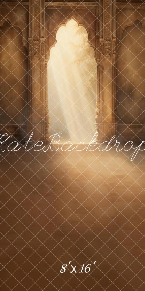 Sweep Retro Dark Brown Arched Palace Door Backdrop Ontworpen door GQ