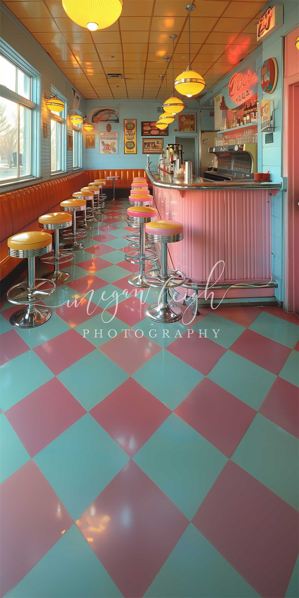 Moderne roze dinerachtergrond ontworpen door Megan Leigh Photography