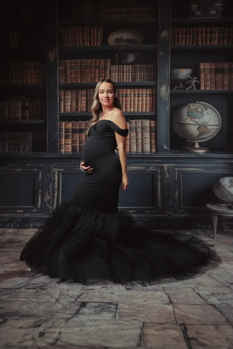 Kate Sweep Retro Shabby Black Bookcase Backdrop Designed by Megan Leigh Photography