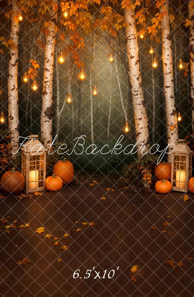 Fondo de calabaza naranja claro del bosque de arces de otoño diseñado por Emetselch