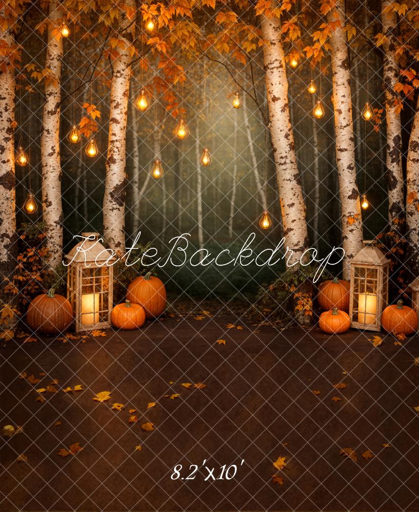 Fondo de calabaza naranja claro del bosque de arces de otoño diseñado por Emetselch