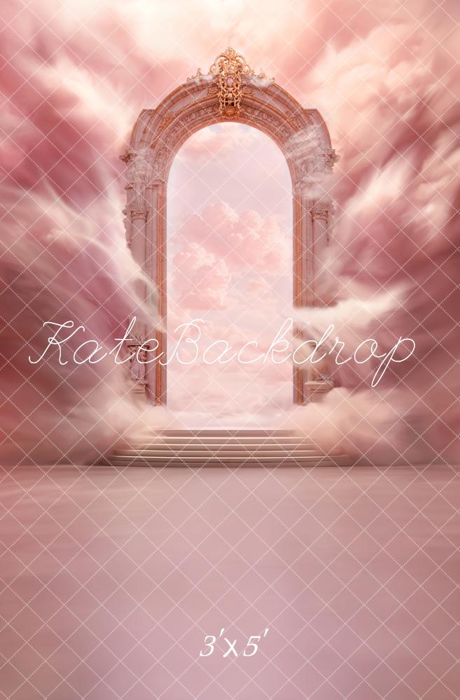 Fantasy Pink Cloud Retro Marble Arch Foto Achtergrond Ontworpen door Chain Photography