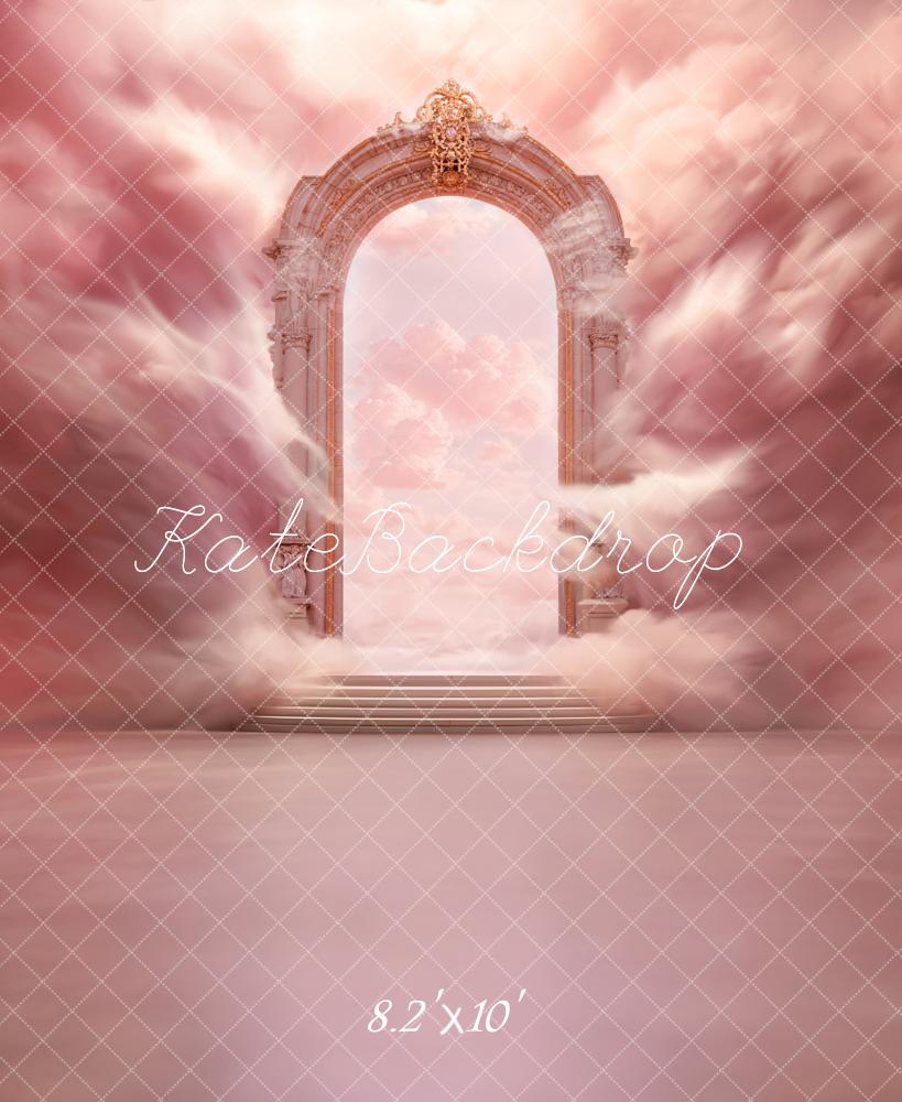Fantasy Pink Cloud Retro Marble Arch Foto Achtergrond Ontworpen door Chain Photography