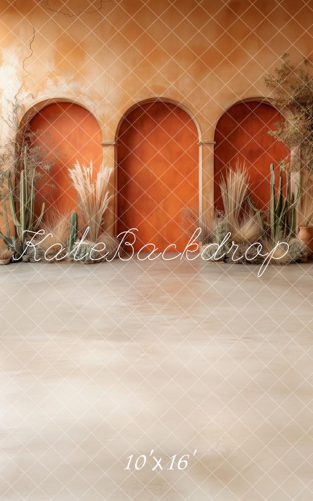 Kate Sweep Boho Pampas Arched Wall Orange Backdrop Backdrop Designed by Patty Robert