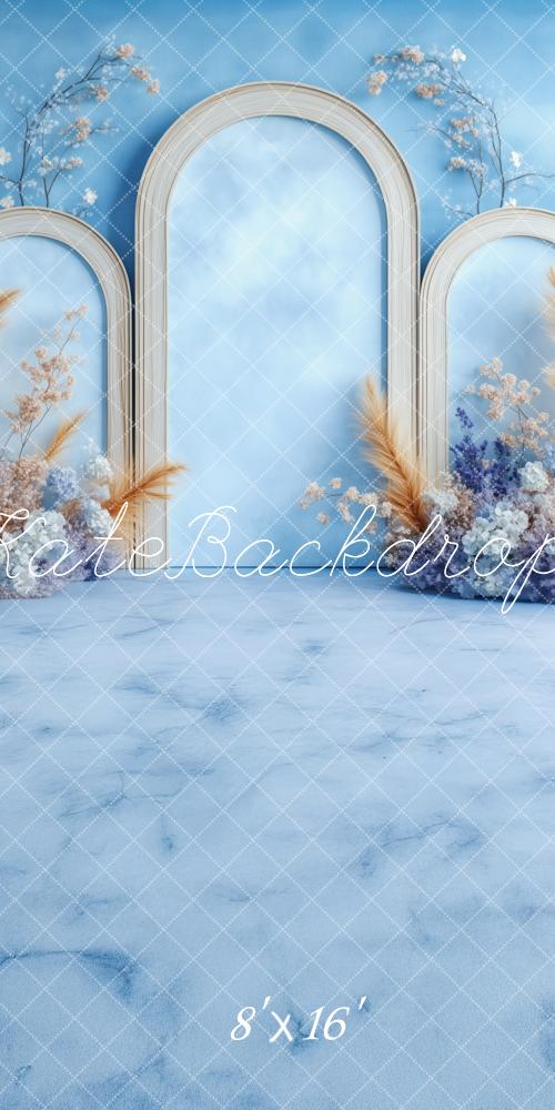 Kate Sweep Dreamy Blue Arched Floral Printed Backdrop Printed Backdrop Designed by Patty Robert