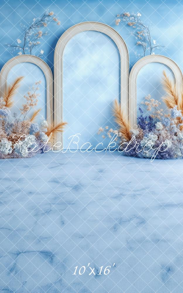 Kate Sweep Dreamy Blue Arched Floral Printed Backdrop Printed Backdrop Designed by Patty Robert