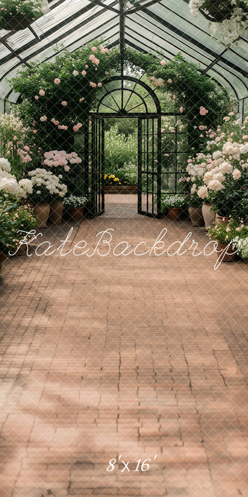 Kate Sweep Spring Greenhouse Garden Path Printed Backdrop Designed by Patty Robert