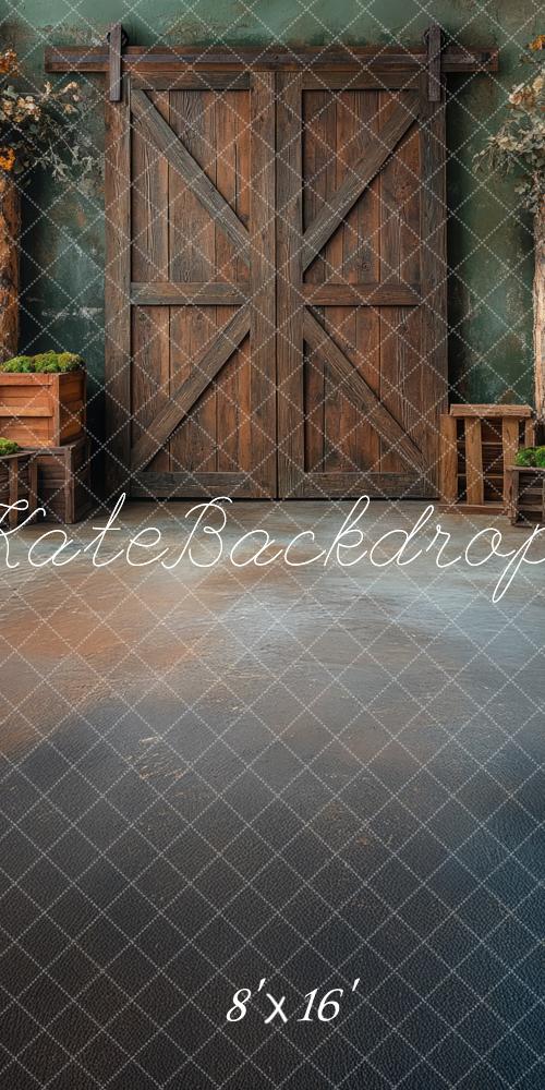 Kate Sweep Rustic Wooden Barn Door Backdrop Designed by Mini MakeBelieve