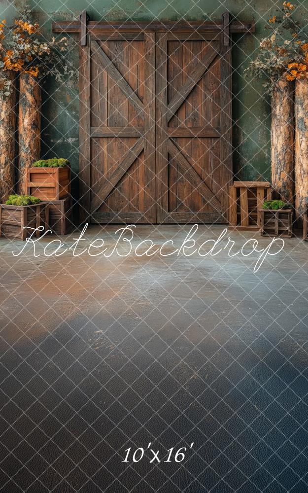 Kate Sweep Rustic Wooden Barn Door Backdrop Designed by Mini MakeBelieve