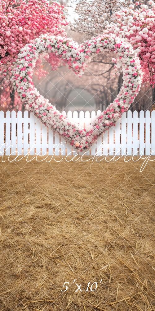 Kate Sweep Spring Floral Heart Fence Backdrop Designed by Mini MakeBelieve