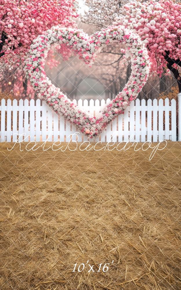 Kate Sweep Spring Floral Heart Fence Backdrop Designed by Mini MakeBelieve