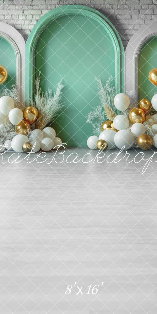 Kate Sweep Ballon Arch Flower Green Wall Backdrop Designed by Mini MakeBelieve