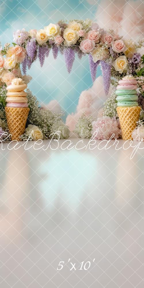 Kate Flower Arch Macarons Ice Cream Backdrop Designed by Mini MakeBelieve