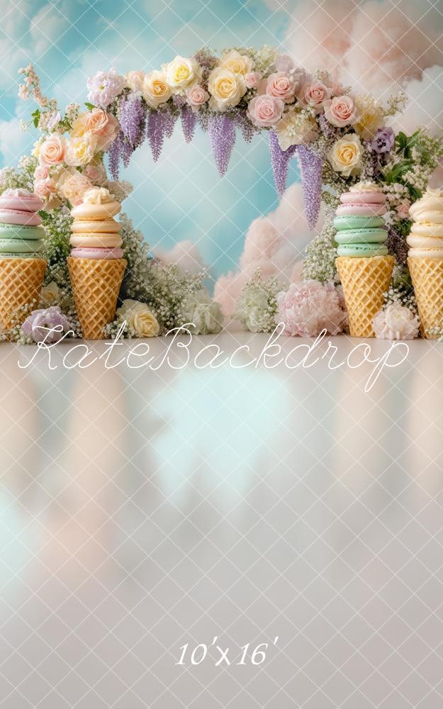 Kate Flower Arch Macarons Ice Cream Backdrop Designed by Mini MakeBelieve