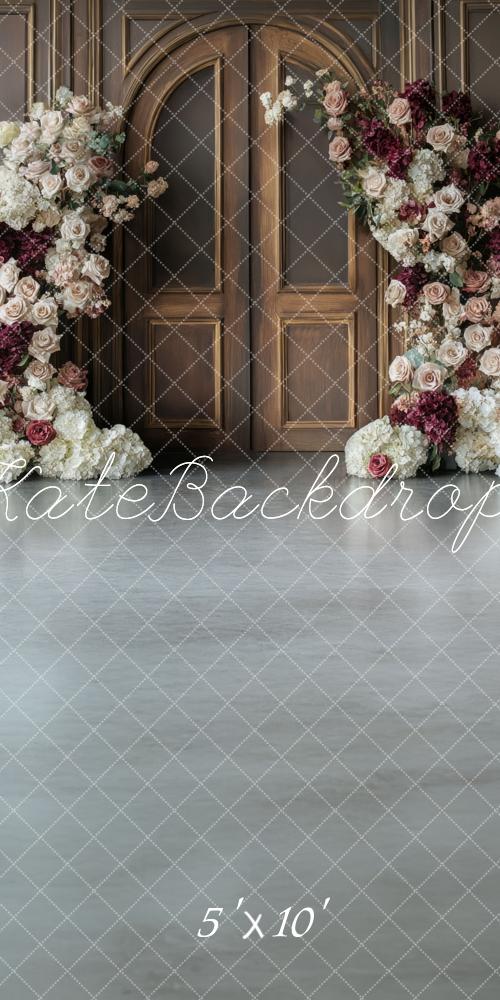 Kate Floral Arch Vintage Wood Door Backdrop Designed by Mini MakeBelieve