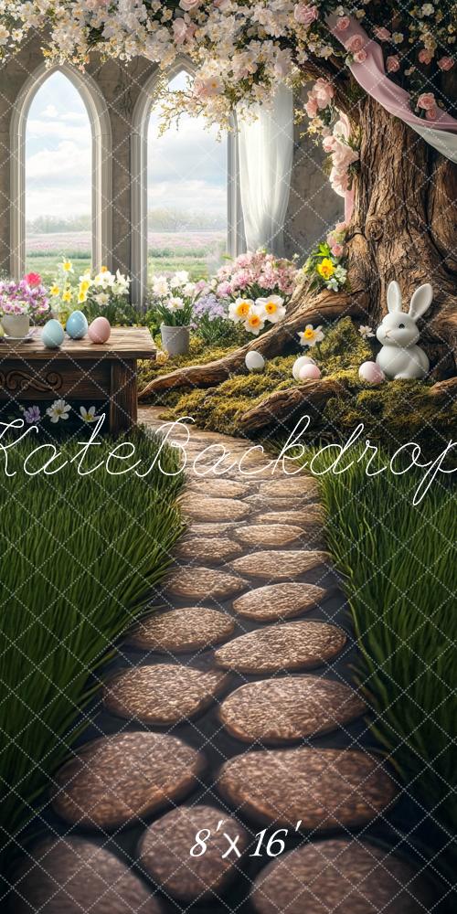 Sfondo per Finestra con Albero di Coniglio di Pasqua Designed by Mini MakeBelieve