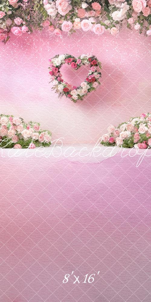 Romantische Roze Bloemen Hart Rozen Foto Achtergrond Designed by Mini MakeBelieve