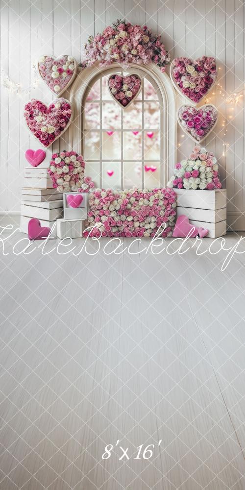 Kate Romantic Heart Roses Window Backdrop Designed by Mini MakeBelieve