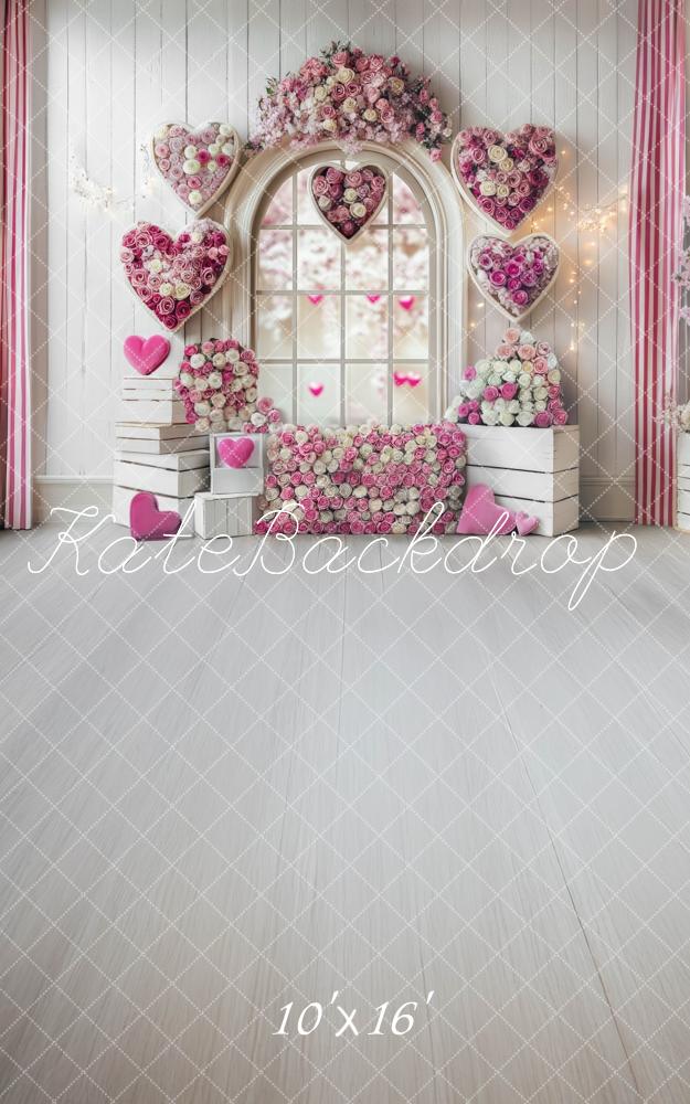 Kate Romantic Heart Roses Window Backdrop Designed by Mini MakeBelieve