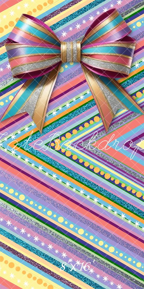 Kleurrijke Cadeau Wikkel Strik Foto Achtergrond Designed by Mini MakeBelieve