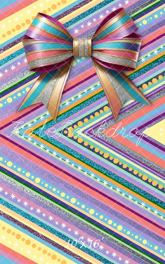 Kleurrijke Cadeau Wikkel Strik Foto Achtergrond Designed by Mini MakeBelieve