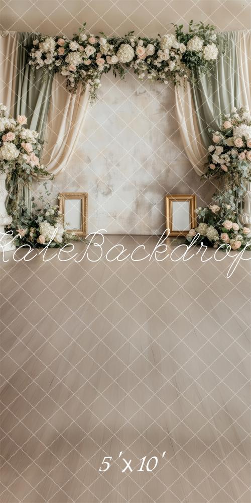 Kate Sweep Spring Rustic White Flowers Drapes Backdrop Designed by Patty Robert