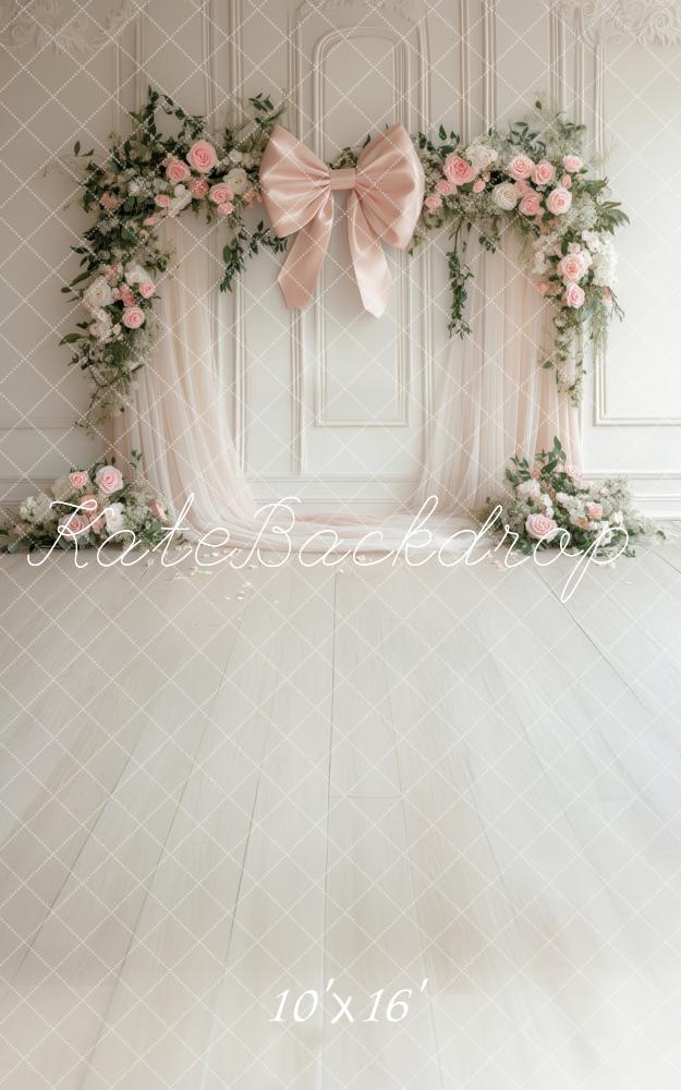 Kate Sweep Floral Pink Bow Drapes Arch Backdrop Backdrop Designed by Patty Robert