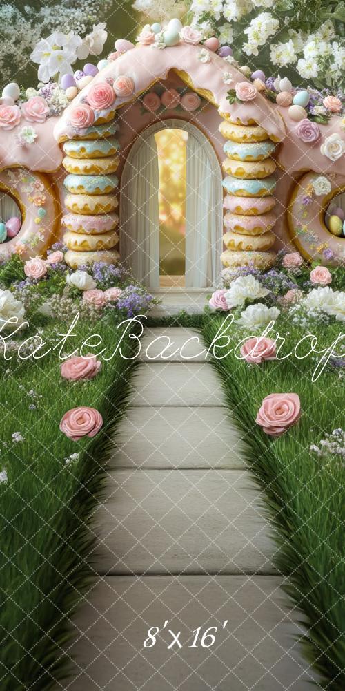 Kate Sweep Easter Sweets Donut Bunny House Backdrop Designed by Mini MakeBelieve