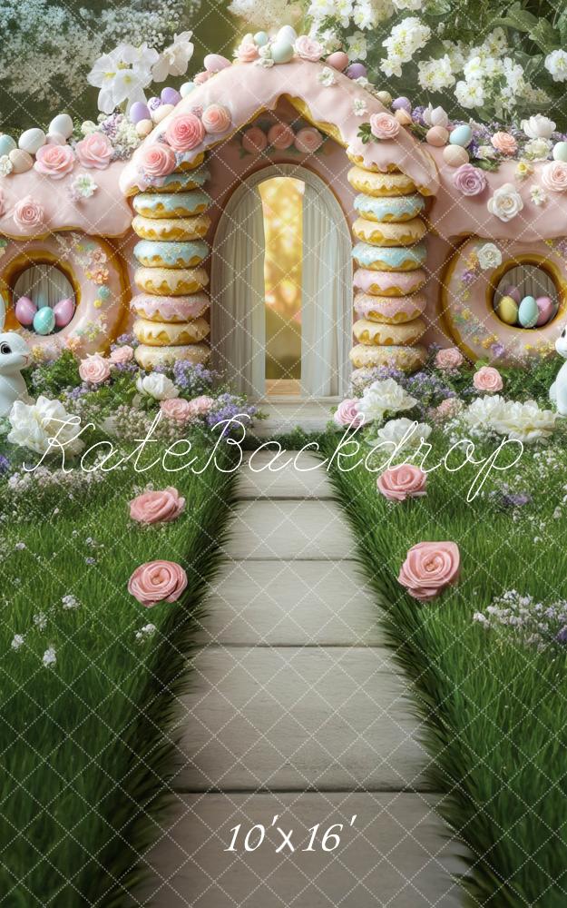 Kate Sweep Easter Sweets Donut Bunny House Backdrop Designed by Mini MakeBelieve