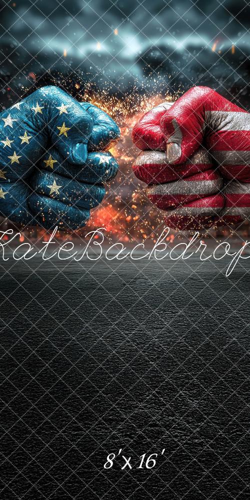 Giorno dell'Indipendenza Bandiera Pugni Scontro Sfondo Designed by Mini MakeBelieve