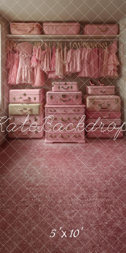 Kate Sweep Pink Closet Suitcase Backdrop Designed by Megan Leigh Photography